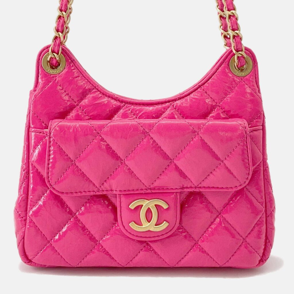 Chanel Matelasse Hobo Bag Pink Leather