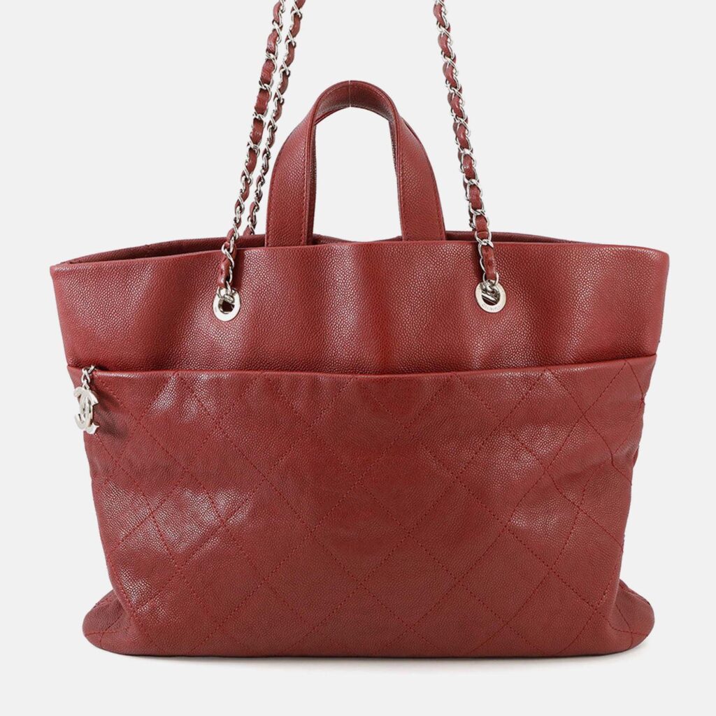 Chanel Matelasse 2Way Chaintote Bag Red Caviar Leather Chanel Matelasse 2Way Chaintote Bag Red Caviar Leather