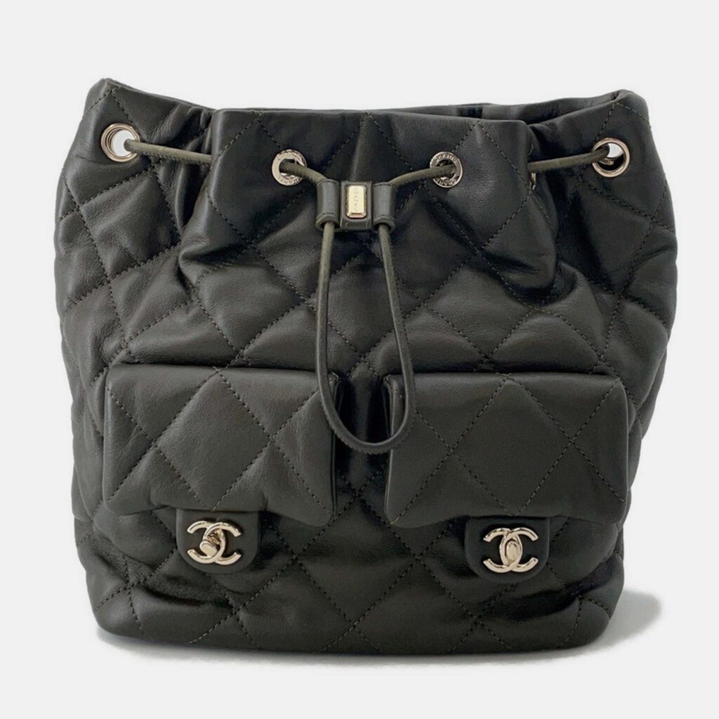 Chanel Matelasse Backpack Khaki Lambskin Chanel Matelasse Backpack Khaki Lambskin