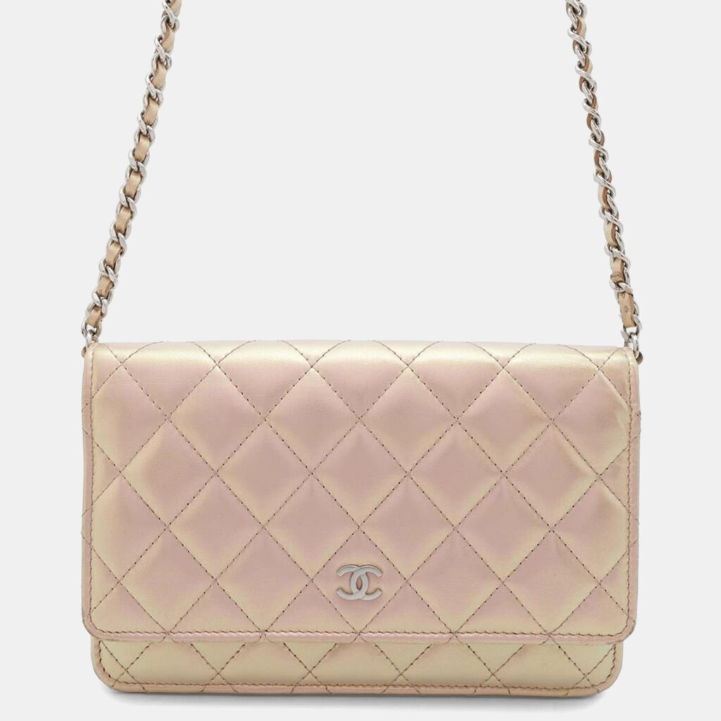 Chanel Chain Wallet Matelasse Coco Mark Lambskin