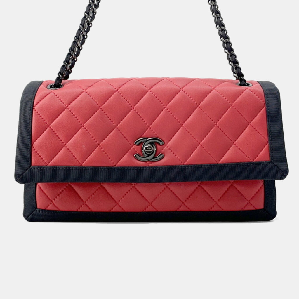 Chanel Chain Shoulder Bag Matelasse Lambskin Nylon Black