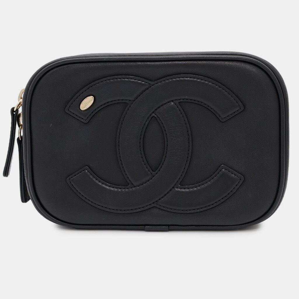 Chanel Body Bag Coco Mark Lambskin Chanel Waist Black