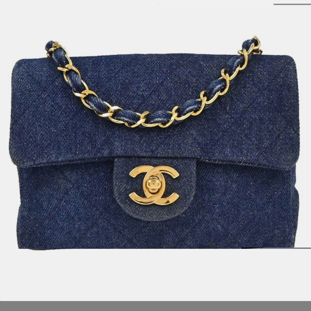 Chanel Indigo Denim Mini Classic Square Flap Shoulder Bag