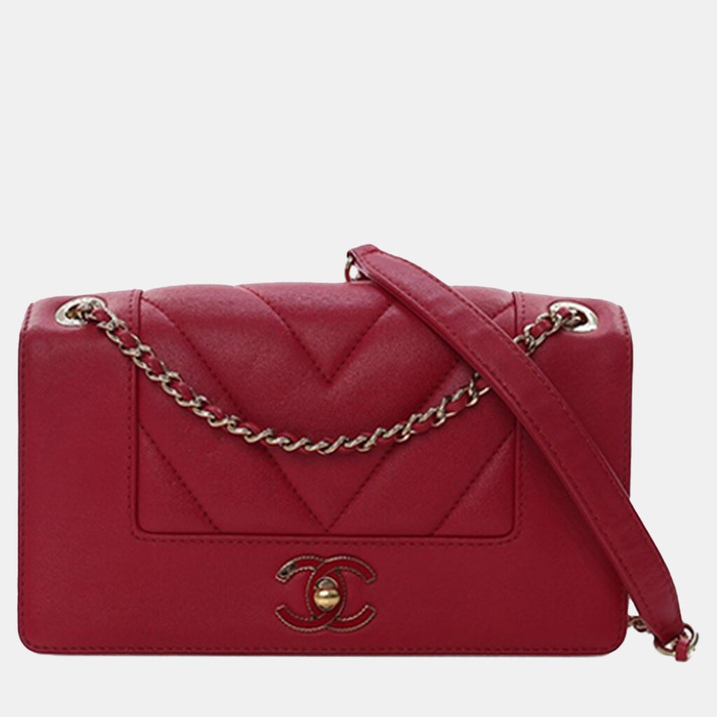 Chanel Mademoiselle Vintage Quilted Chevron Flap Mini Lambskin Leather Shoulder Bag