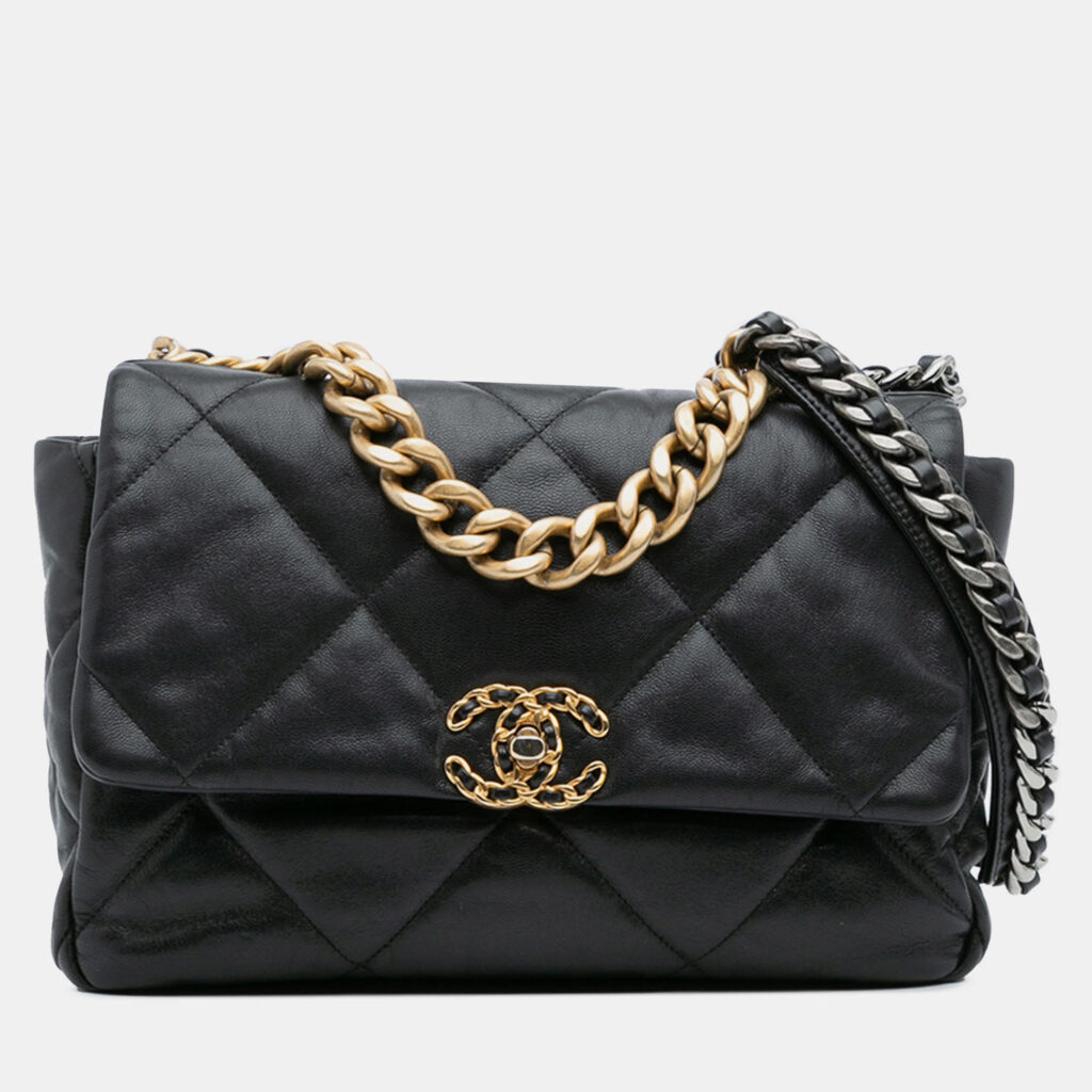 Chanel Black Large Lambskin 19 Flap