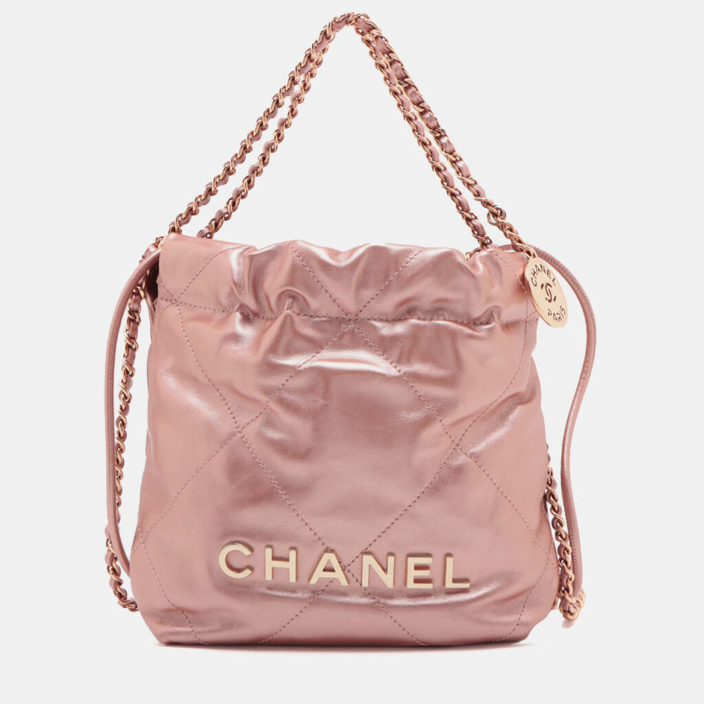 Chanel Pink Mini Quilted Metallic Calfskin 22 Handbag