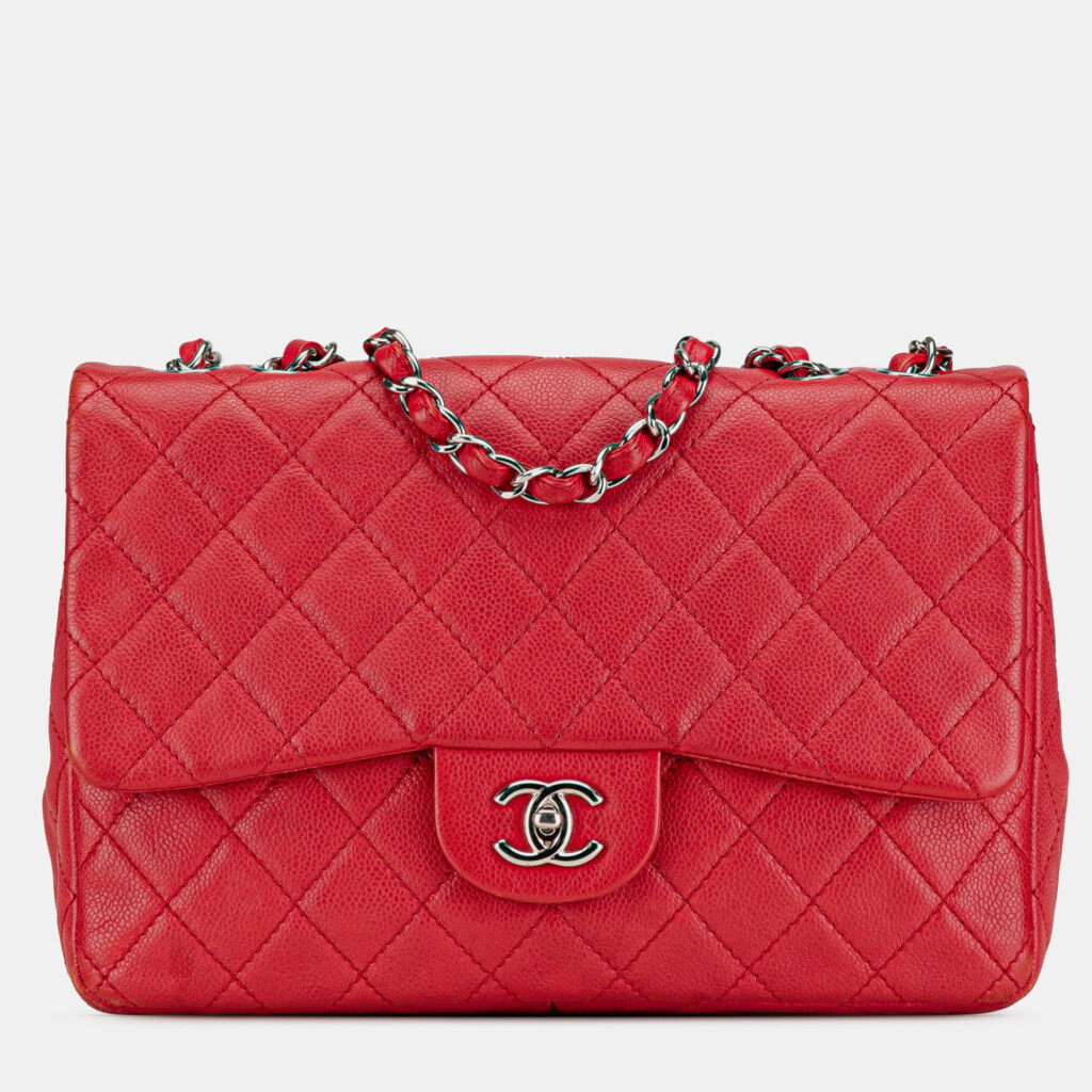 Chanel Classic Single Flap Jumbo Caviar Leather Shoulder Bag