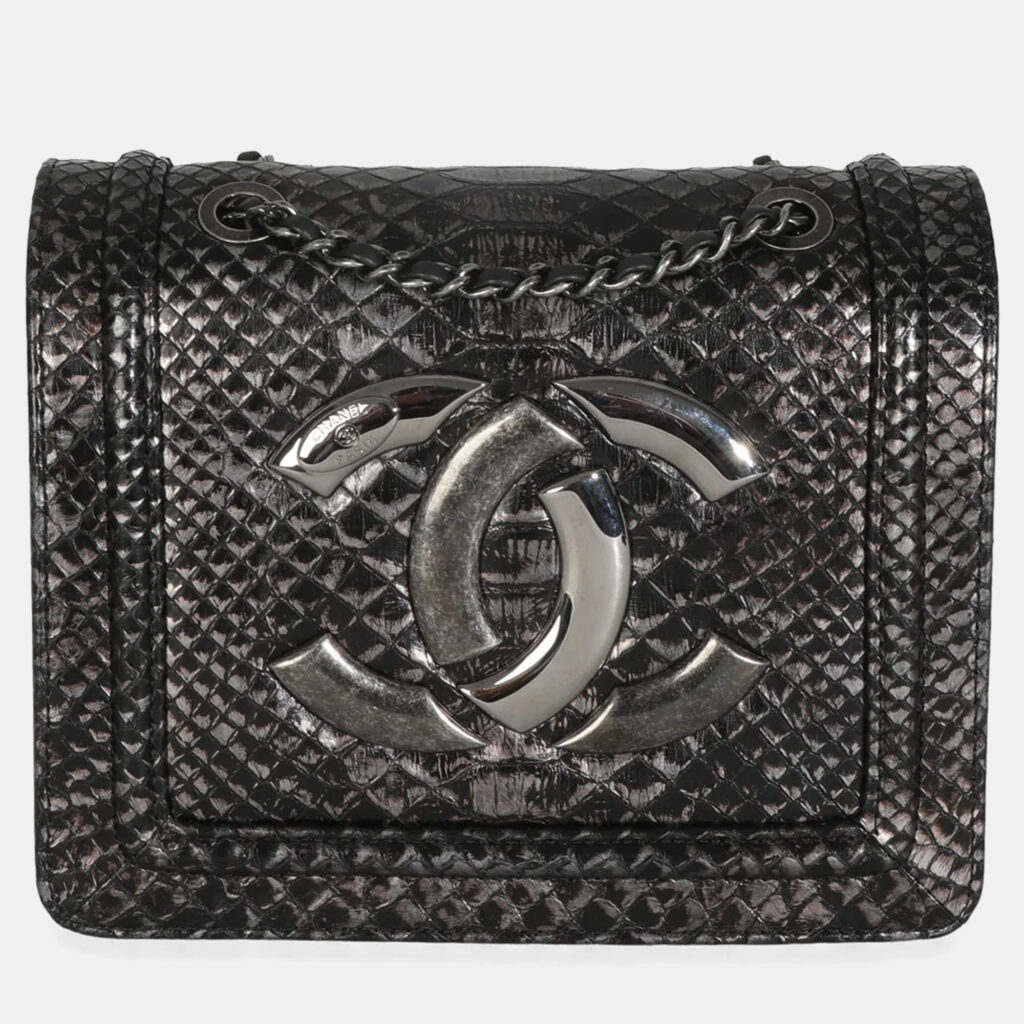 Chanel Silver Ombre Python Antico Flap Bag Chanel Silver Ombre Python Antico Flap Bag