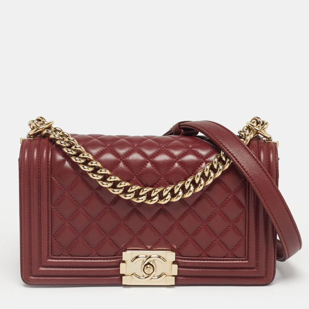 Chanel Burgundy Quilted Leather Medium Boy Flap Bag Chanel Burgundy Quilted Leather Medium Boy Flap Bag