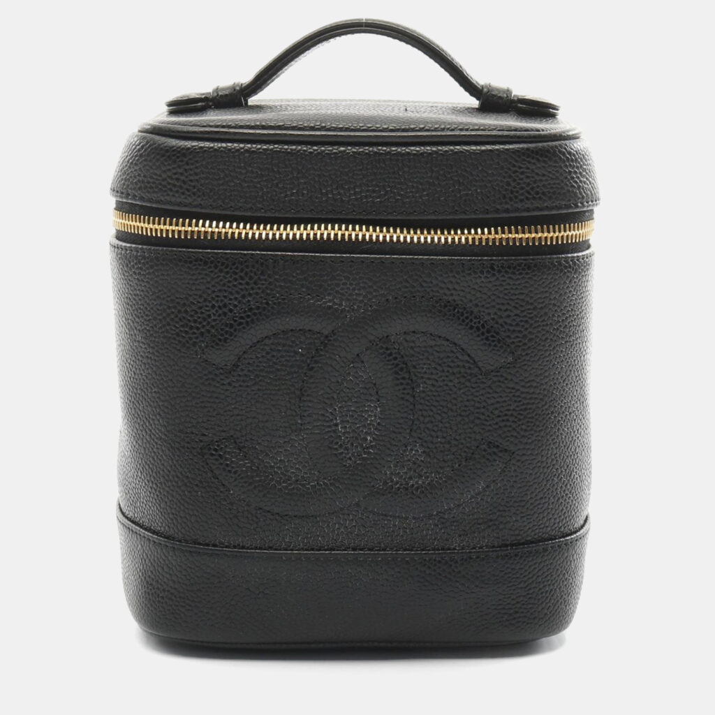 Chanel Coco Mark Vanity Handbag Leather Grained Calfskin Black Chanel Coco Mark Vanity Handbag Leather Grained Calfskin Black