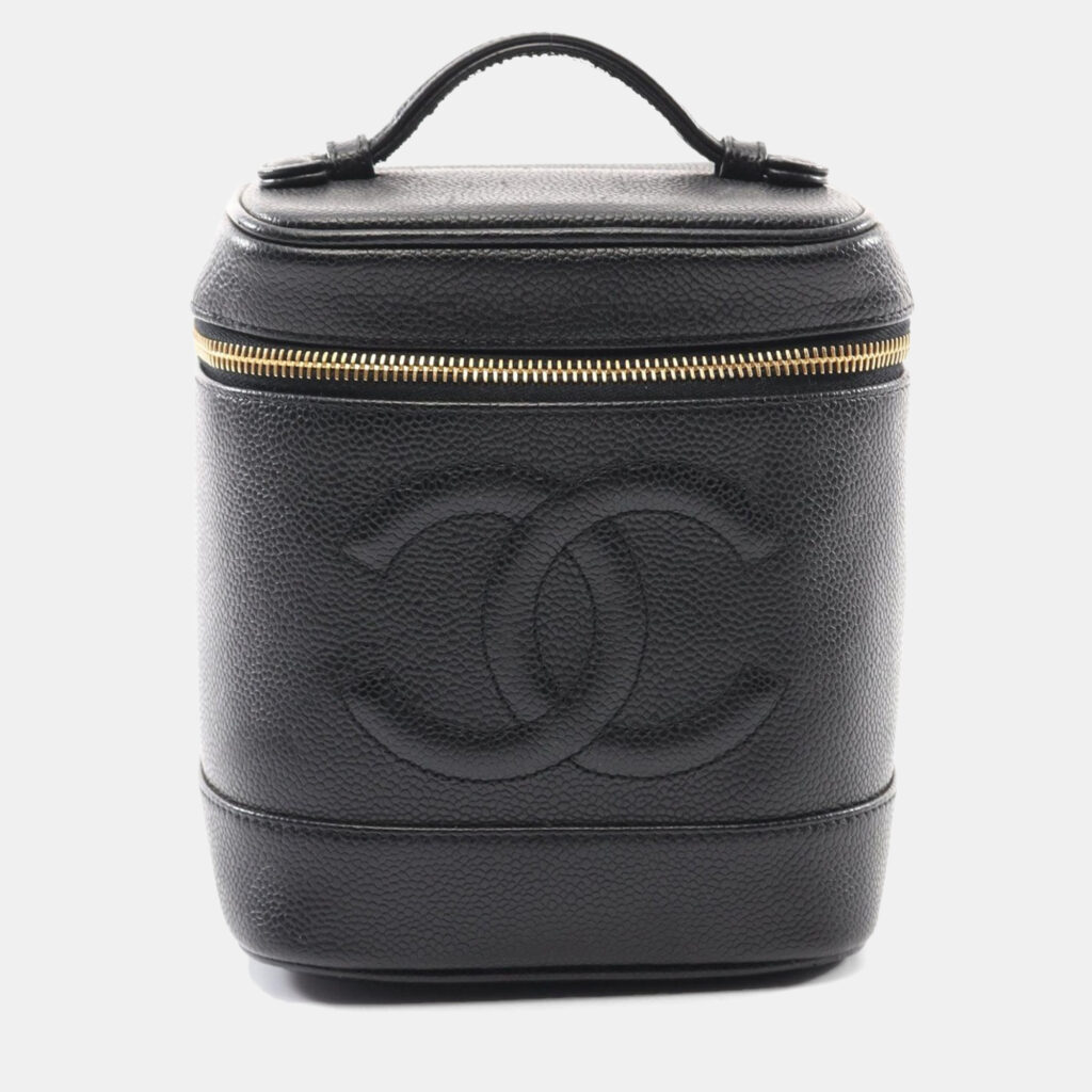 Chanel Coco Mark Vanity Handbag Leather Grained Calfskin Black Chanel Coco Mark Vanity Handbag Leather Grained Calfskin Black