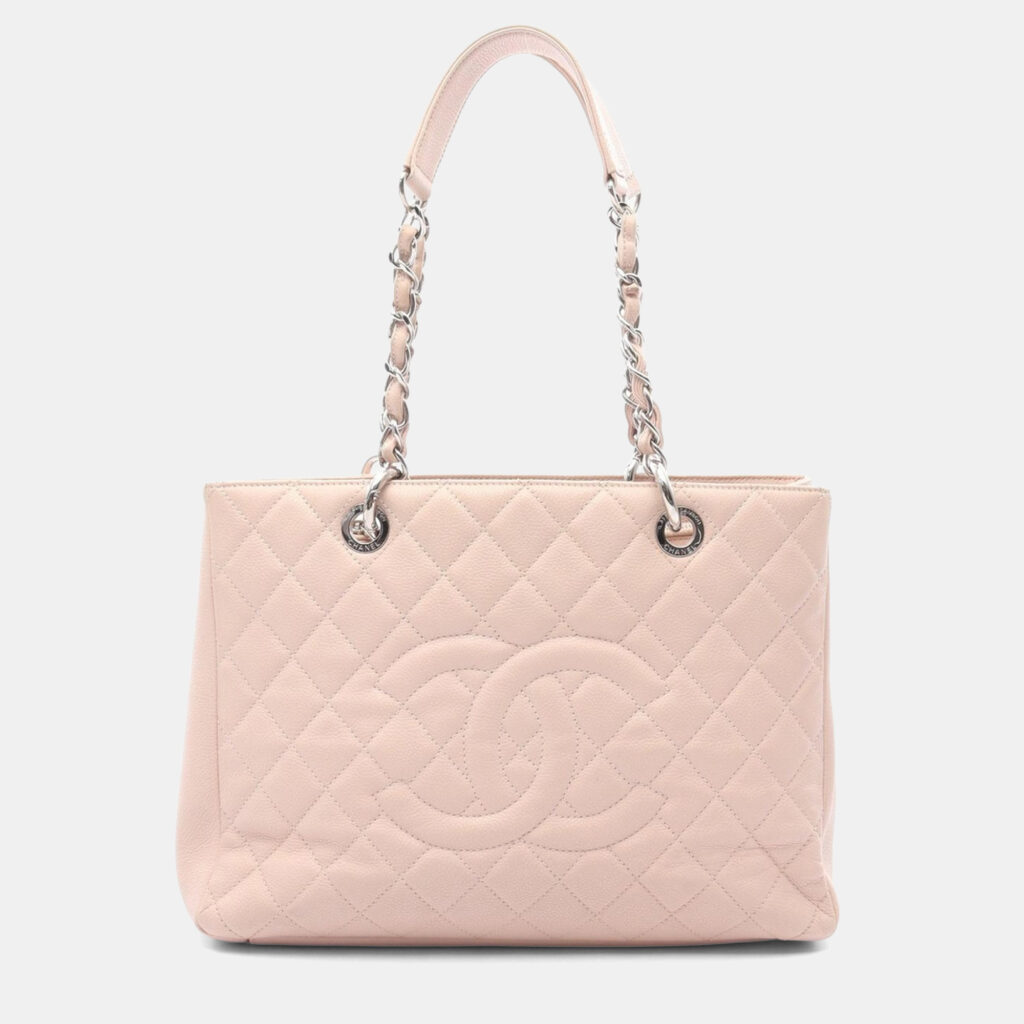Chanel Matelasse Grand Shopping Gst Chain Tote Bag Calfskin Pink Chanel Matelasse Grand Shopping Gst Chain Tote Bag Calfskin Pink