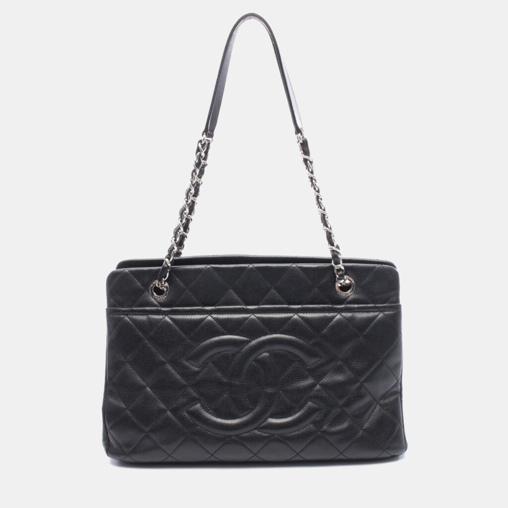 Chanel Chain Shoulder Bag Leather Grained Calfskin Black Cc Coco Chanel Chain Shoulder Bag Leather Grained Calfskin Black Cc Coco
