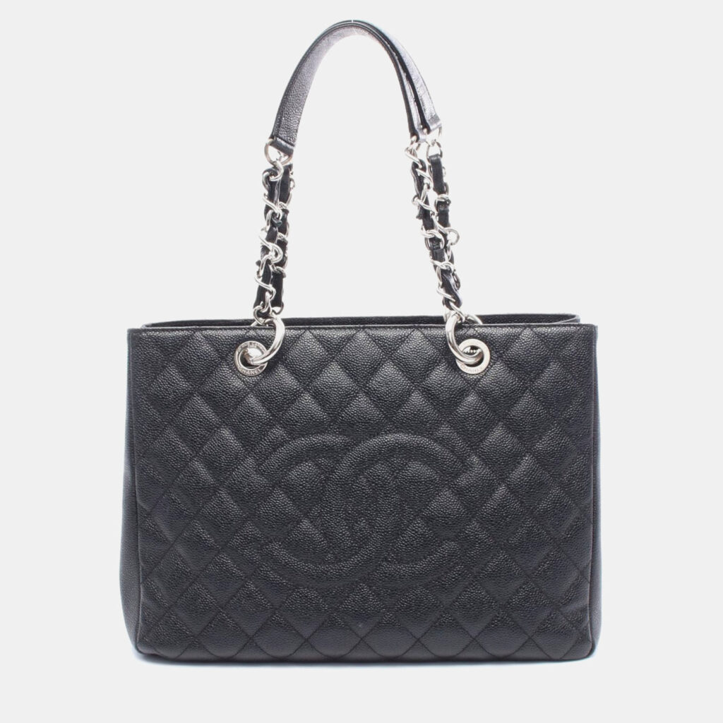Chanel Black Matelasse CC Grand Shopping Gst Shoulder Tote Chanel Black Matelasse CC Grand Shopping Gst Shoulder Tote