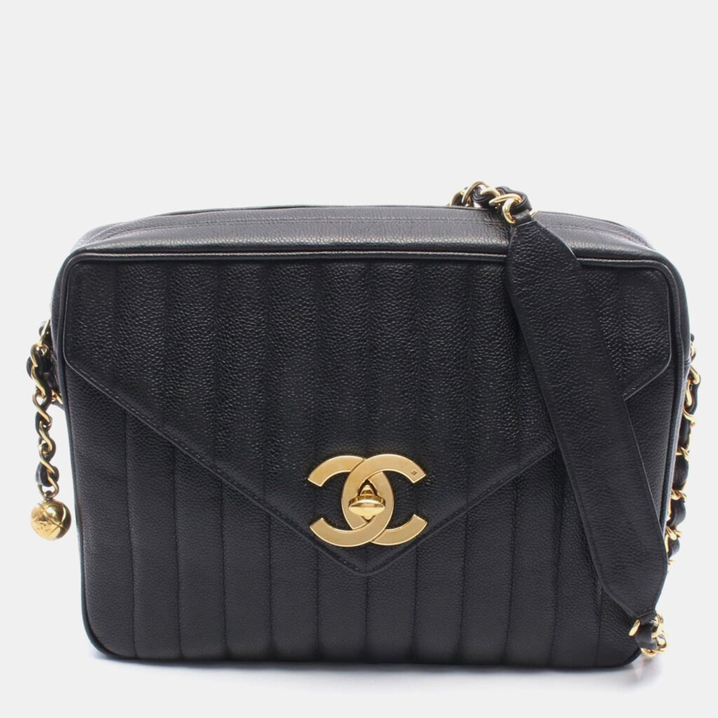Chanel Mademoiselle Jumbo CC Coco Mark Black Leather Chain Shoulder Bag Chanel Mademoiselle Jumbo CC Coco Mark Black Leather Chain Shoulder Bag