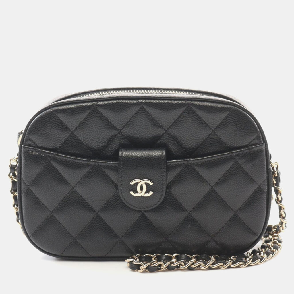 Chanel Matelasse Camera Shoulder Bag Grained Calfskin Black Cc Chanel Matelasse Camera Shoulder Bag Grained Calfskin Black Cc