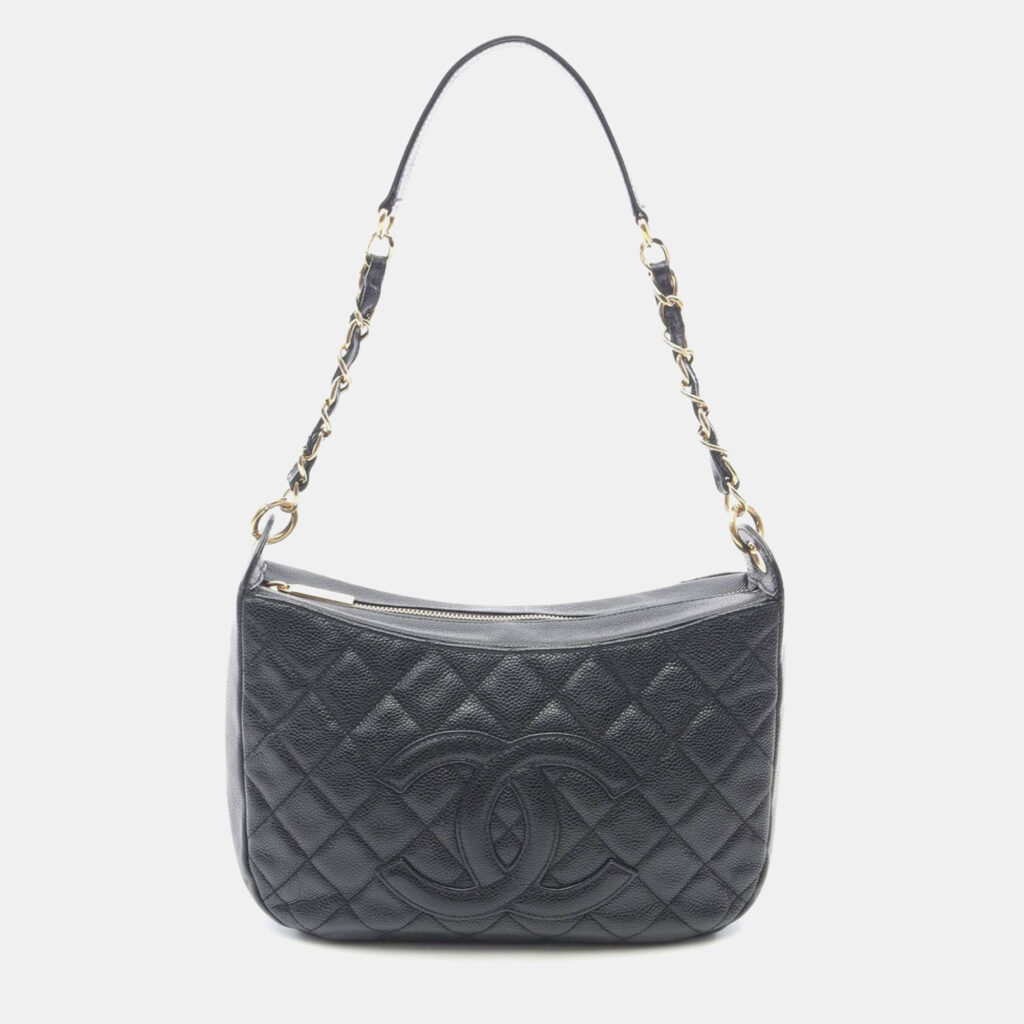 Chanel Matelasse CC Black Grained Calfskin Shoulder Bag Chanel Matelasse CC Black Grained Calfskin Shoulder Bag