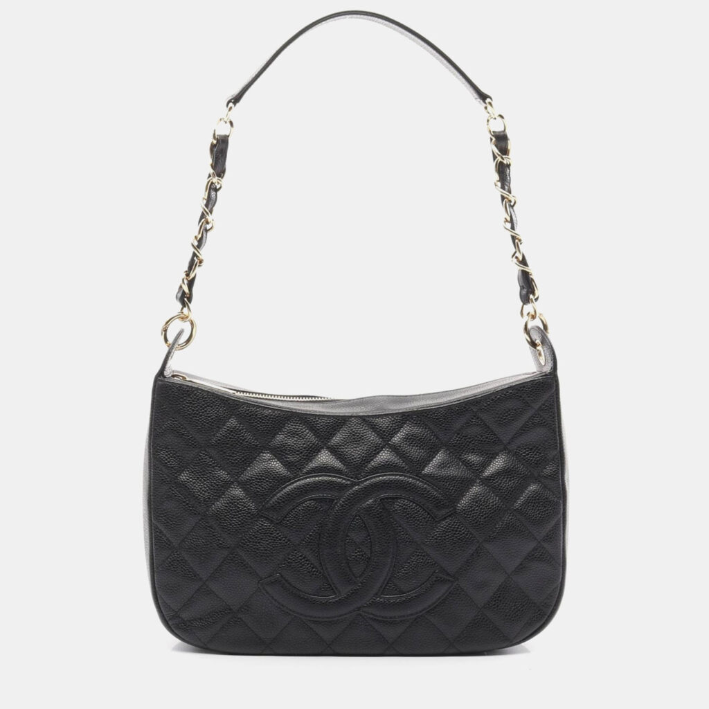 Chanel Matelasse Shoulder Hand Bag Leather Black