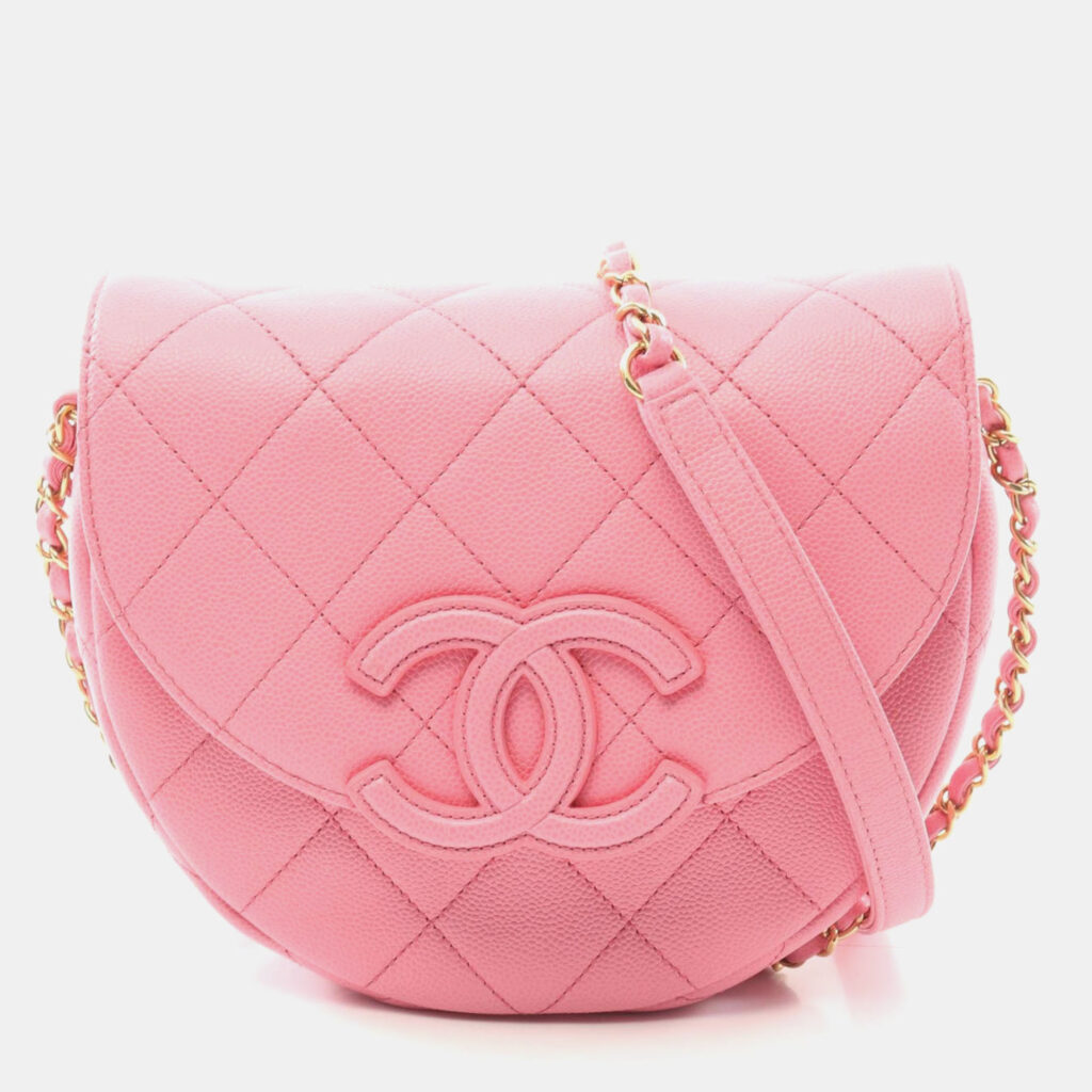 Chanel Matelasse Chain Shoulder Bag Leather Grained Calfskin Pink Chanel Matelasse Chain Shoulder Bag Leather Grained Calfskin Pink
