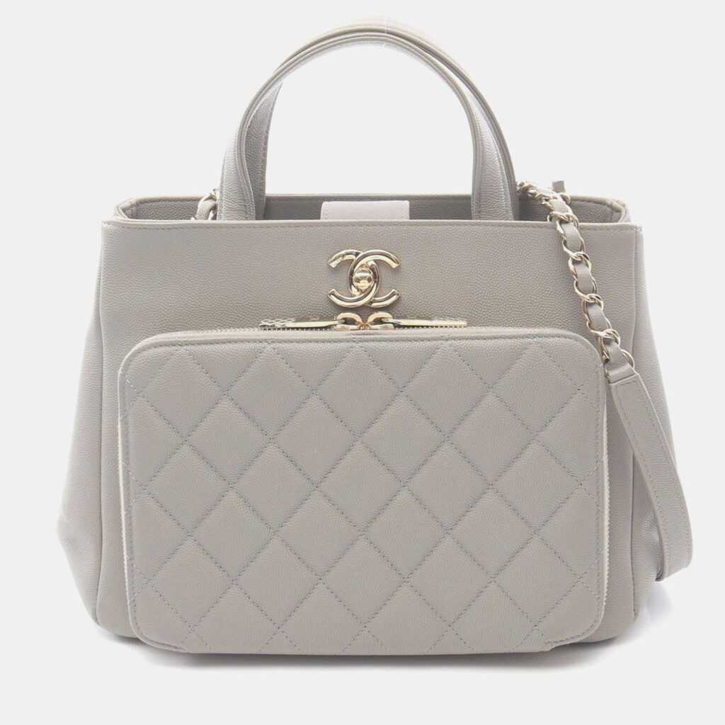 Chanel Business Affinity Matelasse Chain Shoulder Bag Calfskin Gray Chanel Business Affinity Matelasse Chain Shoulder Bag Calfskin Gray