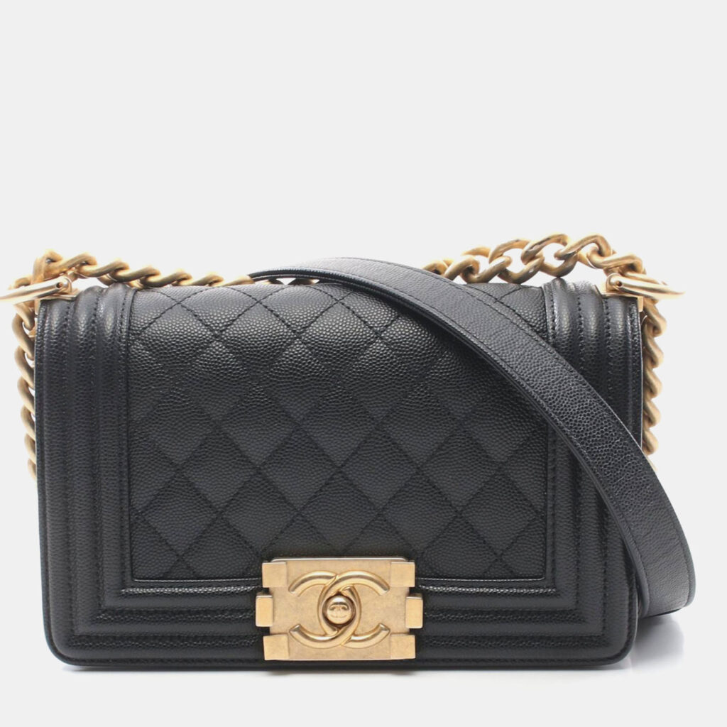 Chanel Boy Chanel Small Chain Shoulder Bag Leather Black Chanel Boy Chanel Small Chain Shoulder Bag Leather Black