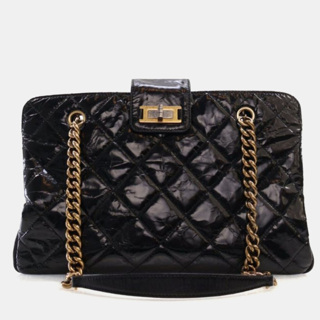 Chanel Glazed Crackled Black Calfskin Reissue Tote Chanel Glazed Crackled Black Calfskin Reissue Tote