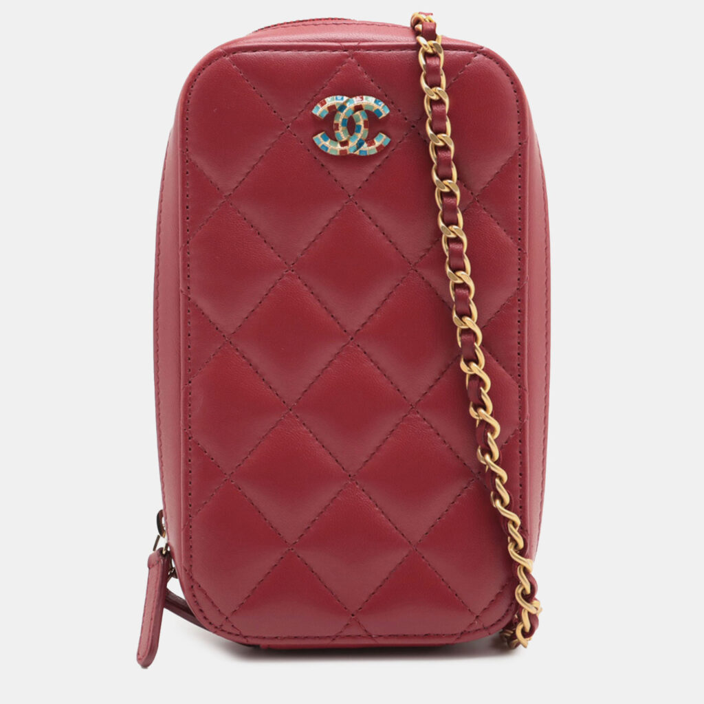 Chanel Quilted Lambskin Zip Phone Case Chanel Quilted Lambskin Zip Phone Case