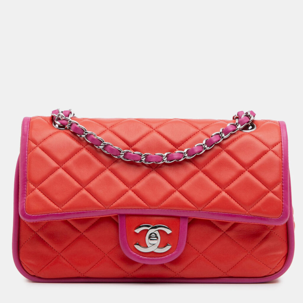 Chanel Classic Double Flap Medium Lambskin Leather Shoulder Bag