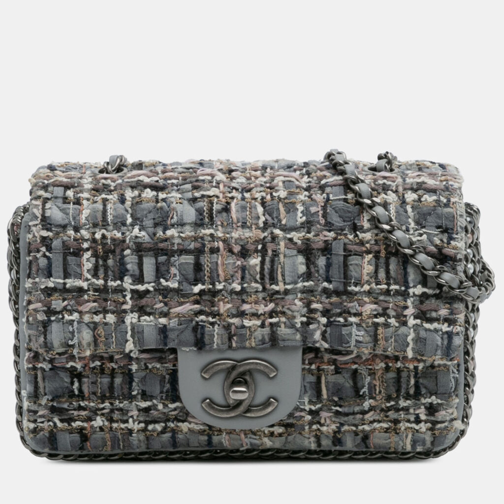 Chanel River of Pearls Quilted Flap Mini Tweed Shoulder Bag
