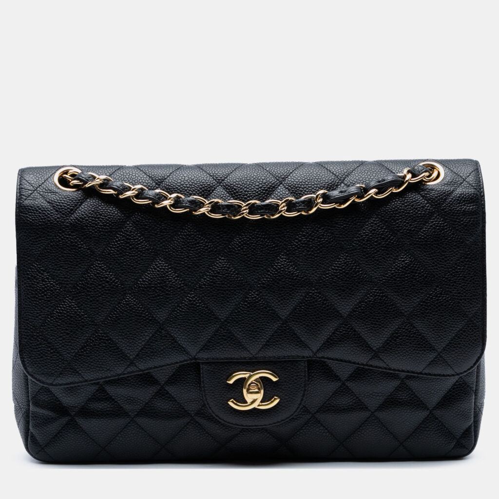 Chanel Classic Double Flap Jumbo Caviar Leather Shoulder Bag Chanel Classic Double Flap Jumbo Caviar Leather Shoulder Bag