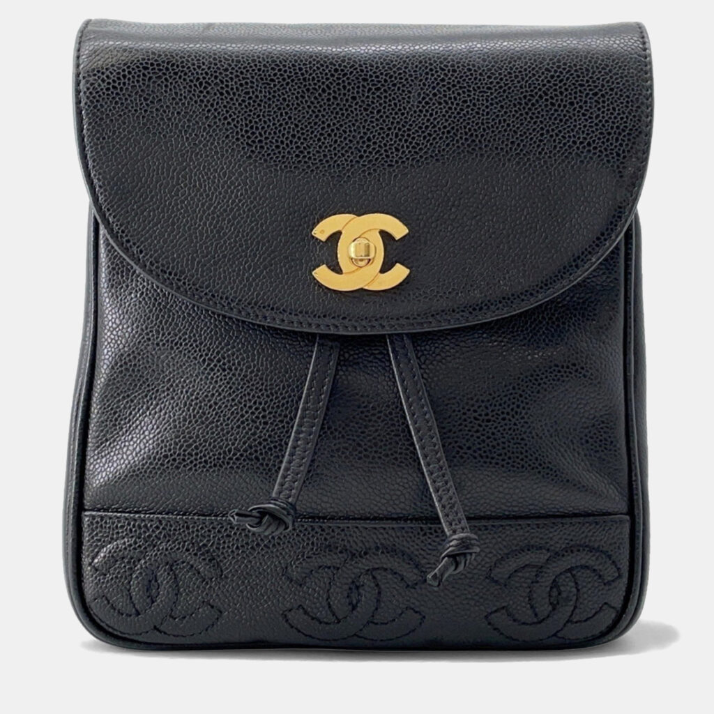 Chanel Backpack Coco Mark Caviar Skin Black Chanel Backpack Coco Mark Caviar Skin Black