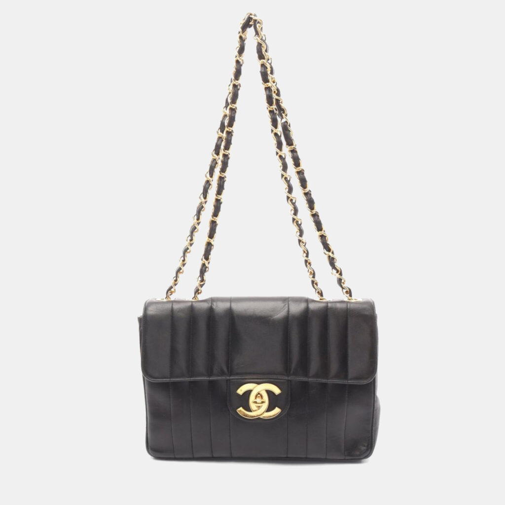 Chanel Mademoiselle Deca Matelasse Black Lambskin Shoulder Bag Chanel Mademoiselle Deca Matelasse Black Lambskin Shoulder Bag
