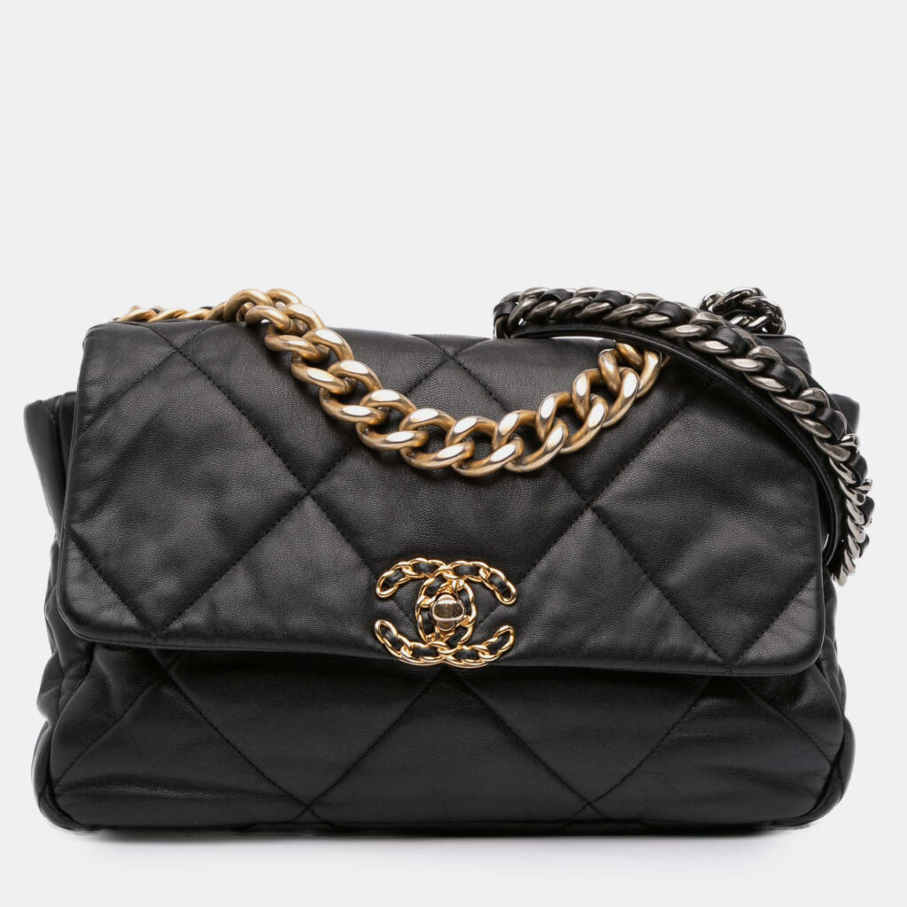 Chanel Black Large Lambskin 19 Flap