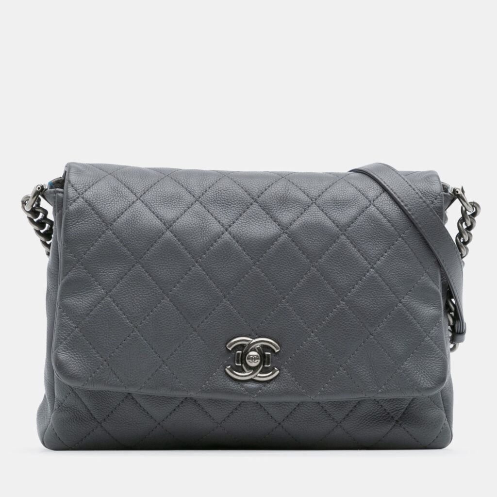 Chanel Grey Quilted Calfskin Couture Messenger Bag Chanel Grey Quilted Calfskin Couture Messenger Bag