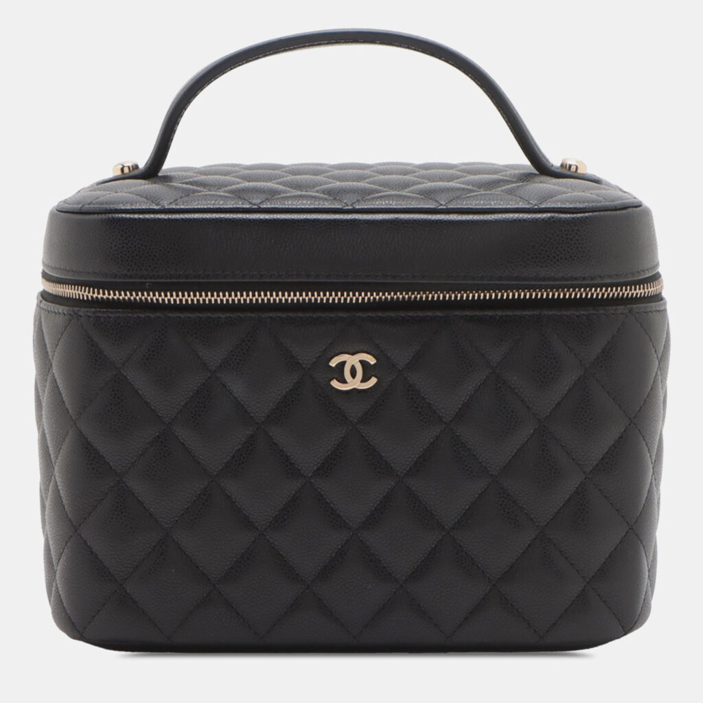 Chanel Black Medium CC Quilted Caviar Vanity Case Chanel Black Medium CC Quilted Caviar Vanity Case