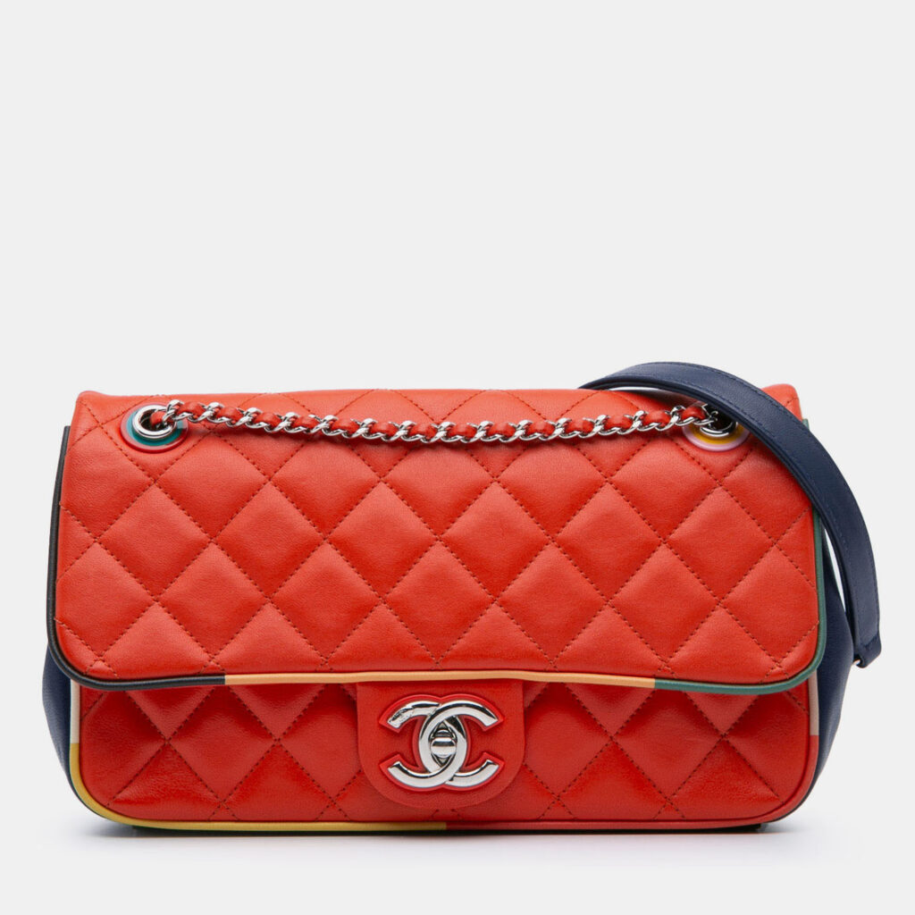 Chanel Red Medium Quilted Lambskin Cuba Color Flap