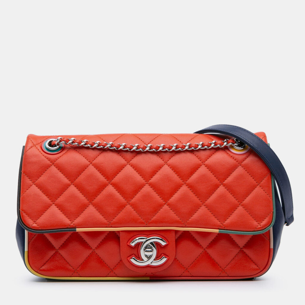 Chanel Red Medium Quilted Lambskin Cuba Color Flap