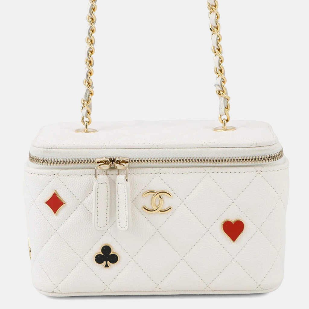 Chanel Vanity Chain shoulder Bag White Caviar Leather Chanel Vanity Chain shoulder Bag White Caviar Leather