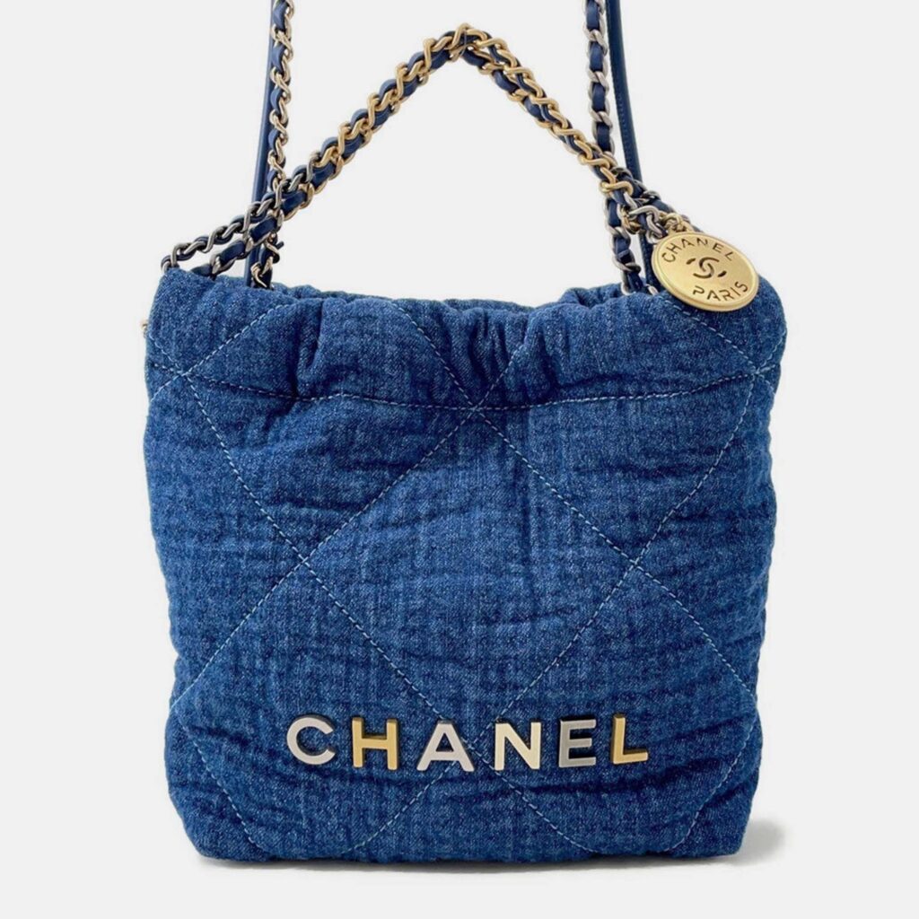 Chanel Chanel 22 Blue Denim Mini Handbag Chanel Chanel 22 Blue Denim Mini Handbag