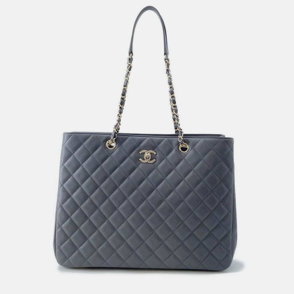 Chanel Matelasse Chaintote Gray Caviar Leather Bag Chanel Matelasse Chaintote Gray Caviar Leather Bag