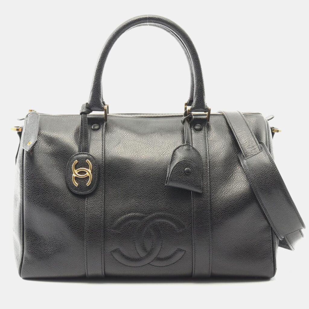 Chanel Jumbo Coco Mark Handbag Calfskin Leather Black