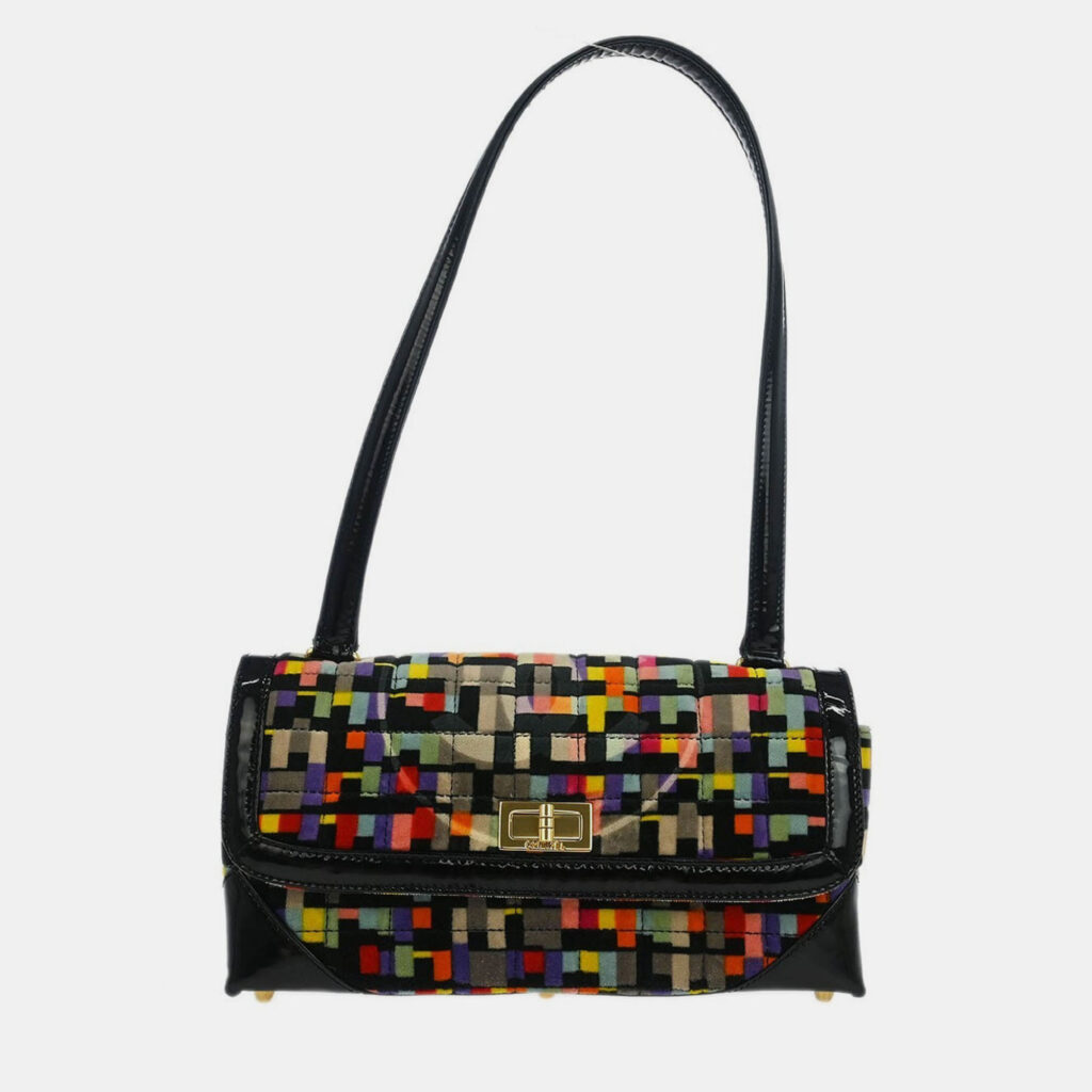 Chanel Black Velvet Mademoiselle Lock CC Handbag Chanel Black Velvet Mademoiselle Lock CC Handbag