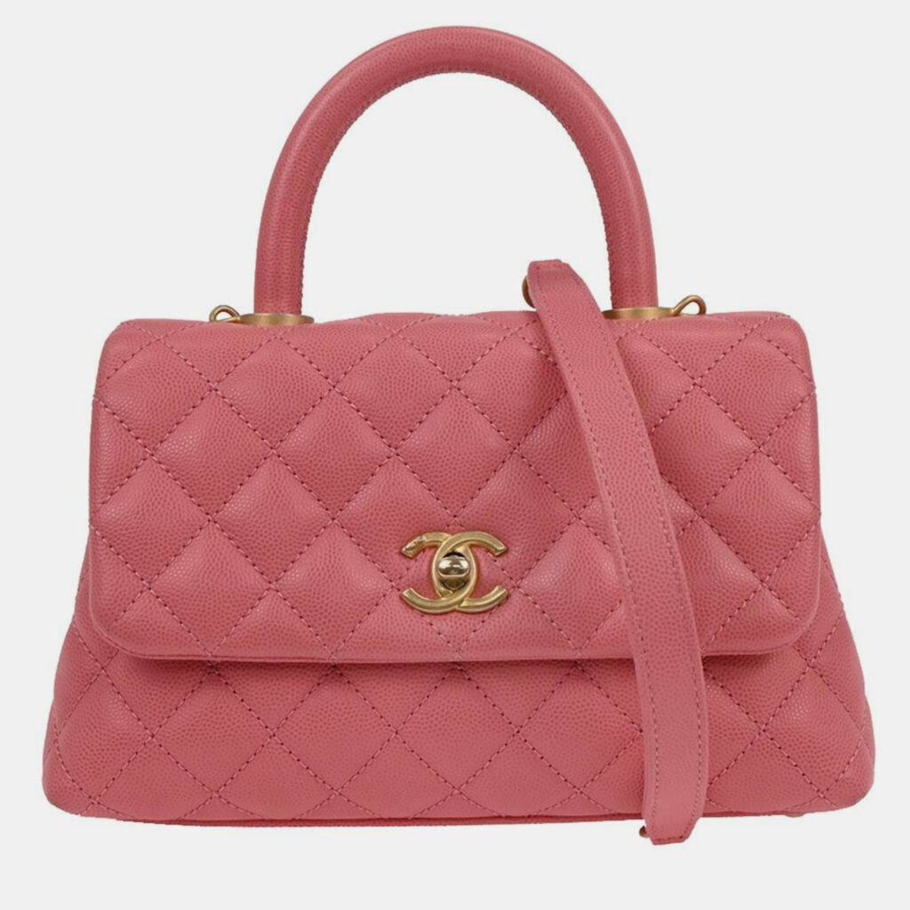 Chanel Pink Calfskin Coco Handle XS 2way Handbag