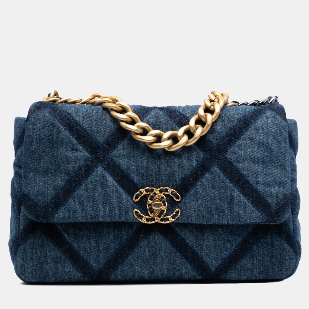 Chanel Blue Large Denim 19 Flap Chanel Blue Large Denim 19 Flap