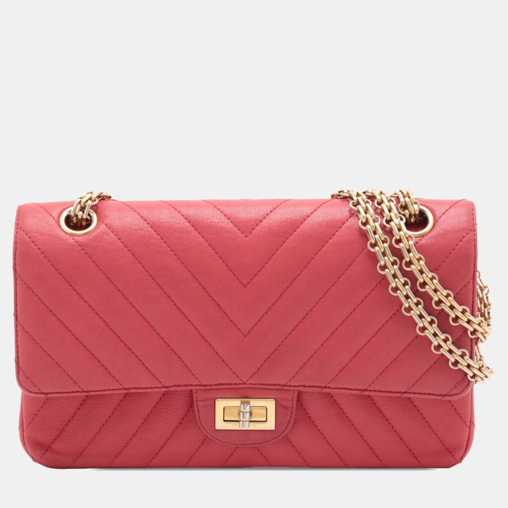 Chanel Red Reissue 2.55 Chevron Lambskin Double Flap 225
