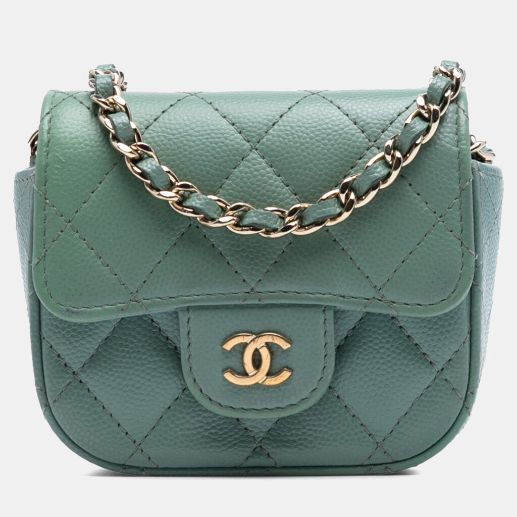 Chanel Green Micro Mini Classic Caviar Single Flap Chanel Green Micro Mini Classic Caviar Single Flap