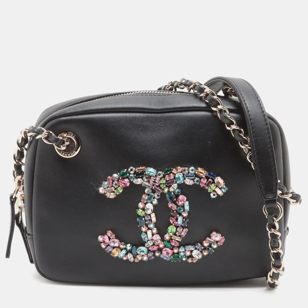 Chanel Black Lambskin Giant Crystal CC Camera Bag Chanel Black Lambskin Giant Crystal CC Camera Bag