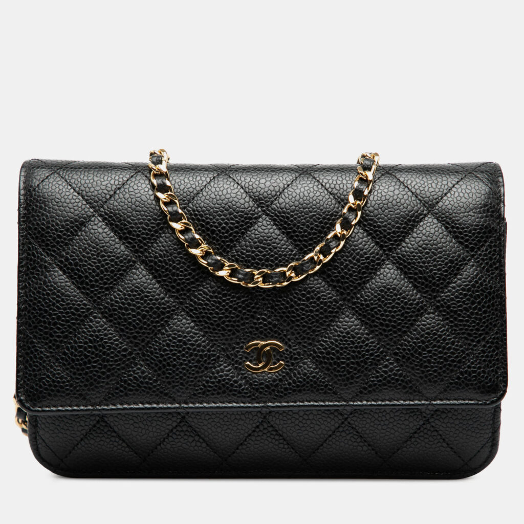 Chanel Black CC Quilted Caviar Wallet on Chain Chanel Black CC Quilted Caviar Wallet on Chain