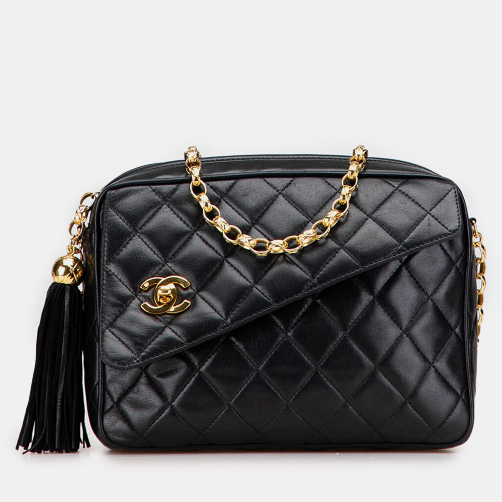 Chanel Black CC Quilted Lambskin Tassel Camera Bag Chanel Black CC Quilted Lambskin Tassel Camera Bag