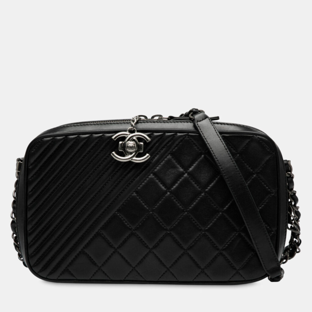 Chanel Black Medium Quilted Lambskin Coco Boy Camera Bag Chanel Black Medium Quilted Lambskin Coco Boy Camera Bag